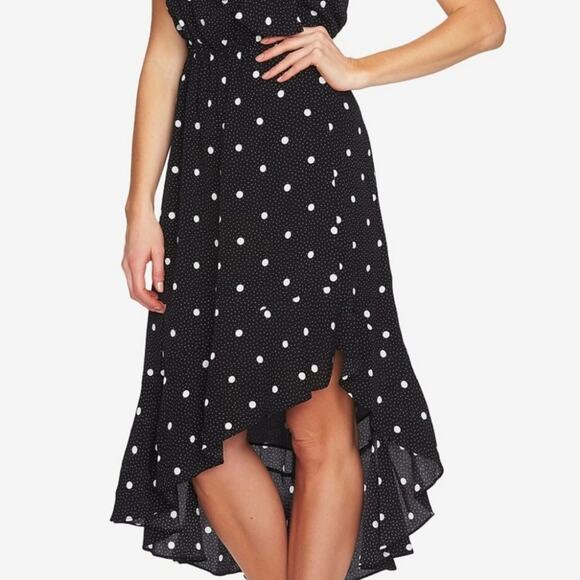 1. State Ruffled Polka Dot High Low Dress One Shoulder Midi Party Cocktail Small - Picture 15 of 16